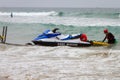 Mission Bay, CA-USA-11 July 2018- LIfeguard launches Surf Rescue