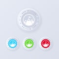 Mission button in 3d style. Goal. Success. Our mission. Mountain with a flag on the top icon. Illustration. Vector EPS 10 Royalty Free Stock Photo