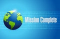 mission complete binary globe sign concept