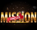 Mission complete text with thumbs up design