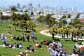 Mission Dolores Park with San Francisco skyline