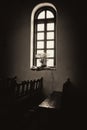 Mission Espada Sanctuary Window with Flowers