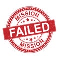 Mission Failed text on red round stamp