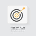 Mission icon. Target with arrow. Business concept. Vector illustration