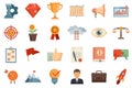 Mission icons set flat vector isolated Royalty Free Stock Photo