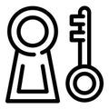 Mission key door icon, outline style Royalty Free Stock Photo