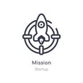 mission outline icon. isolated line vector illustration from startup collection. editable thin stroke mission icon on white