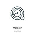 Mission outline vector icon. Thin line black mission icon, flat vector simple element illustration from editable business concept