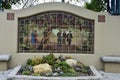 A tile mural of the worlds largest grapevine.