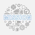 Mission vector round concept outline business illustration Royalty Free Stock Photo