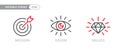 Mission, vision and values. Business strategy icons