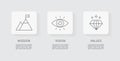 Mission, Vision and Values icon. Business success concept. Organization mission. flat line icon. Vector illustration