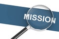 Mission word under magnifying glass Royalty Free Stock Photo