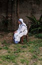 Missionaries of Charity - Mother Teresa nun in Kumrokhali, India Royalty Free Stock Photo