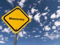 Missionary traffic sign on blue sky Royalty Free Stock Photo