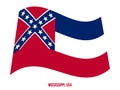 Mississippi Flag Waving Vector Illustration on White Background. USA State Flag Royalty Free Stock Photo