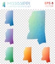 Mississippi geometric polygonal maps, mosaic. Royalty Free Stock Photo