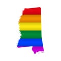 Mississippi LGBT flag map. Vector illustration Royalty Free Stock Photo