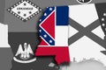 Mississippi map and flag