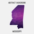 Mississippi map in geometric polygonal,mosaic style. Royalty Free Stock Photo