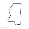 Mississippi Map Outline Vector Design Template. Editable Stroke