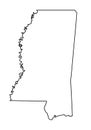 Mississippi map outline vector illustartion Royalty Free Stock Photo