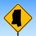 Mississippi map on road sign. Royalty Free Stock Photo