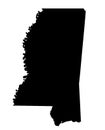 Mississippi map silhouette vector illustartion