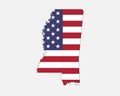 Mississippi Map on American Flag. MS, USA State Map on US Flag. EPS Vector Graphic Clipart Icon Royalty Free Stock Photo