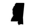 Mississippi US Map. MS USA State Map. Black and White Mississippian State Border Boundary Line Outline Geography Territory Shape V Royalty Free Stock Photo