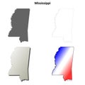 Mississippi outline map set