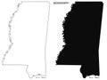 Mississippi outline and solid map set - illustration version