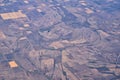 Mississippi River aerial landscape views from airplane over the border of Arkansas and Mississippi. Winding river and Rural town a Royalty Free Stock Photo