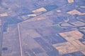 Mississippi River aerial landscape views from airplane over the border of Arkansas and Mississippi. Winding river and Rural town a Royalty Free Stock Photo