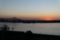 Mississippi River Bridge at sunset in Baton Rouge Royalty Free Stock Photo