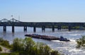 Mississippi River bridges and barges Royalty Free Stock Photo