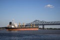 Mississippi river cargo ship Royalty Free Stock Photo