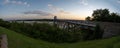 Panorama Southern IL Chester bridge at sunset of the Mississippi   river Royalty Free Stock Photo