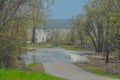 The Mississippi River is flooding over the roadway in St. Joseph, Tensas Parish, Louisiana