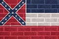 Mississippi State Flag On Brick Wall Royalty Free Stock Photo