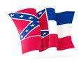 Mississippi state flag waving icon close up. United states local