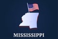 Mississippi state Isometric map and USA national flag 3D isometric shape of us state Vector Illustration Royalty Free Stock Photo