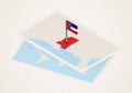 Mississippi state selected on map with isometric flag of Mississippi