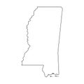 Mississippi, state of USA - solid black outline map of country area. Simple flat vector illustration Royalty Free Stock Photo