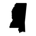 Mississippi, state of USA - solid black silhouette map of country area. Simple flat vector illustration Royalty Free Stock Photo