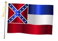 Mississippi State Waving Flag And Flagpole Royalty Free Stock Photo