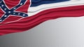 Mississippi state Wavy Flag clipping path, Mississippi flag Royalty Free Stock Photo