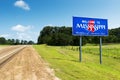 Mississippi State welcome sign along the US Highway 61 in the USA