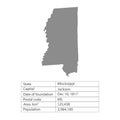 Mississippi. States of America territory on white background. Separate state. Vector illustration Royalty Free Stock Photo