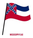 Mississippi U.S. State Flag Waving Vector Illustration on White Background Royalty Free Stock Photo